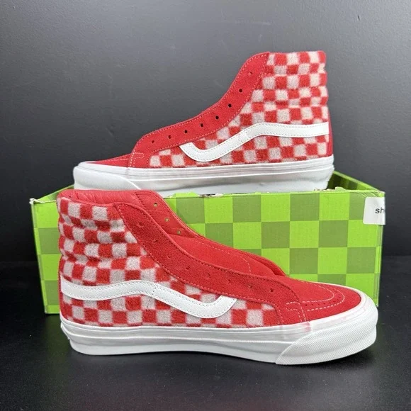 Vans x Concepts OG Sk8-Hi Red Mohair Flame Scarlet Checkerboard Men 8.5 Women 10 - Picture 5 of 15